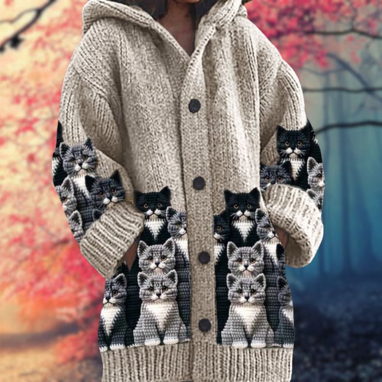 Jane™ | Warm Women's Sweater with Buttons and Hood