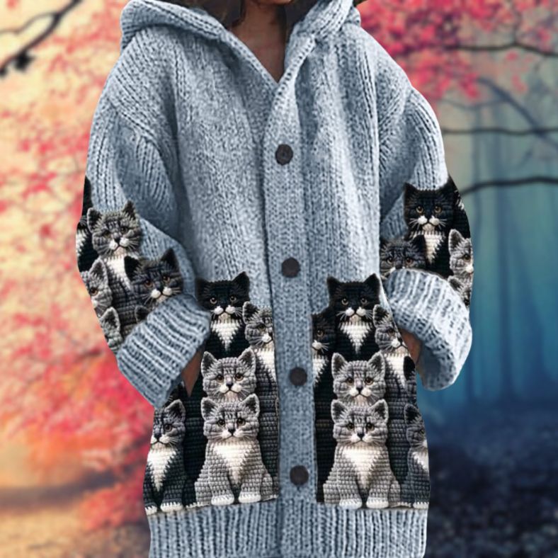 Jane™ | Warm Women's Sweater with Buttons and Hood