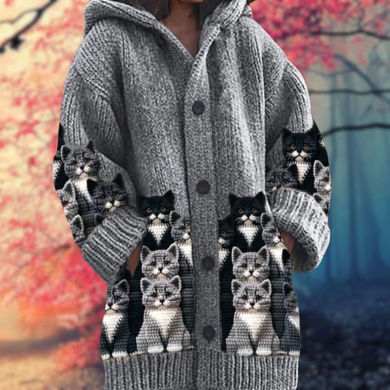 Jane™ | Warm Women's Sweater with Buttons and Hood