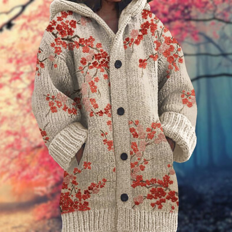 Jane™ | Warm Women's Sweater with Buttons and Hood