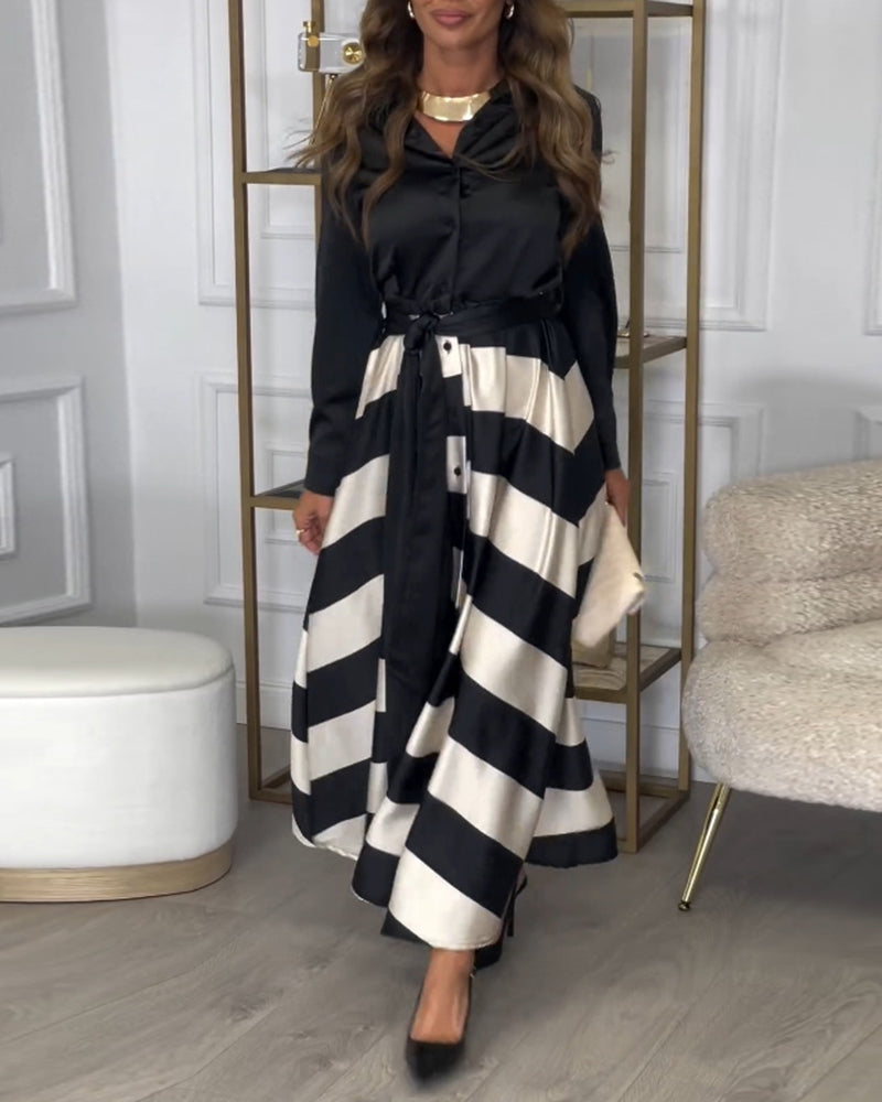 Selena™ | Striped Elegance Dress