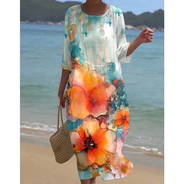 Miranda | Elegant Floral Dress with Tummy Coverage