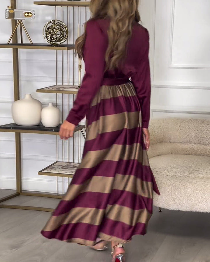 Selena™ | Striped Elegance Dress