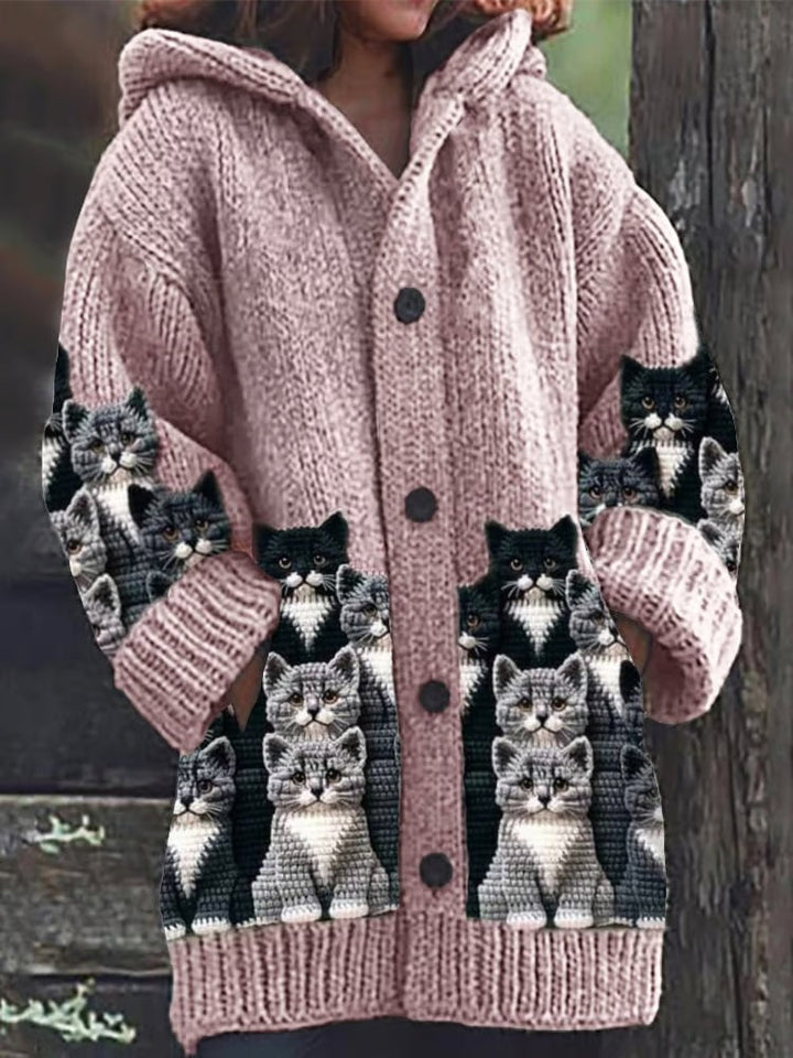 Elyse™ | Women's Cardigan with Cat Print