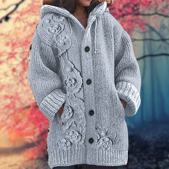 Jane™ | Warm Women's Sweater with Buttons and Hood