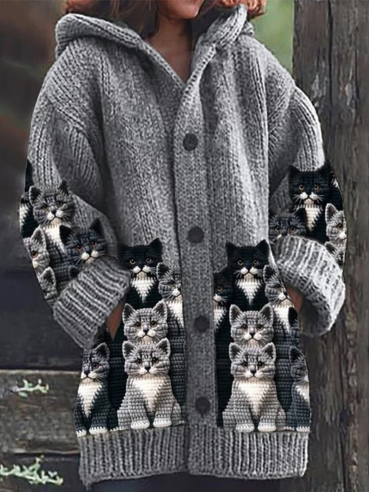 Elyse™ | Women's Cardigan with Cat Print