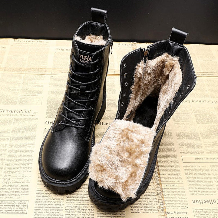 Ciena | Leather Faux Fur Boots